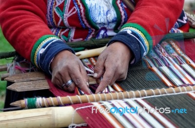 Weaving In Peru Stock Photo