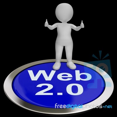 Web 2.0 Button Means Internet Version Or Platform Stock Image