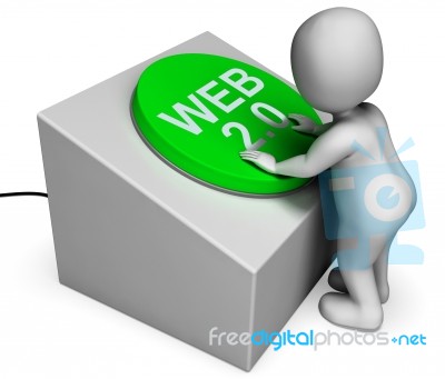 Web 2.0 Button Means Website Or Model And Platform Stock Image