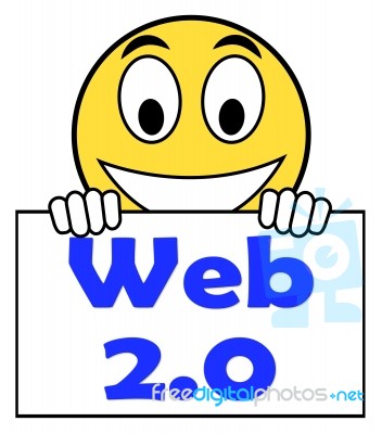 Web 2.0 On Sign Means Net Web Technology And Network Stock Image