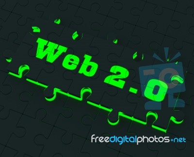 Web 2.0 Puzzle Shows Social Networking Stock Image