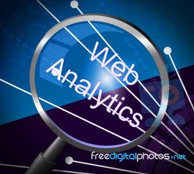 Web Analytics Means Magnifying Research And Information Stock Image