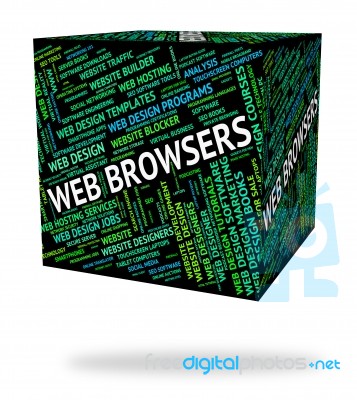 Web Browsers Indicates Browsing Text And Website Stock Image