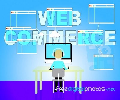 Web Commerce Shows Online Trade 3d Illustration Stock Image