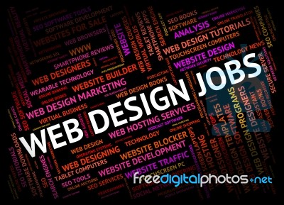 Web Design Jobs Shows Designers Designed And Word Stock Image