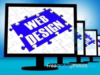 Web Design On Monitors Showing Creativity Stock Image