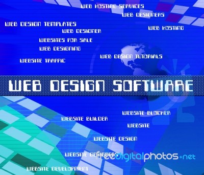 Web Design Software Represents Programming Words And Network Stock Image