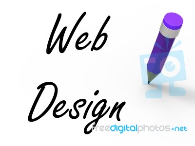 Web Design With Pencil Infers Written Plan For Internet Creativi… Stock Image