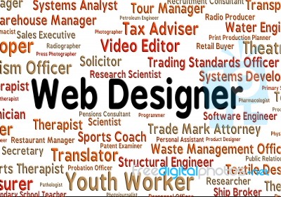 Web Designer Representing Hiring Recruitment And Words Stock Image