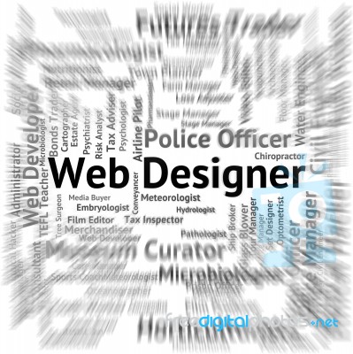 Web Designer Represents Jobs Internet And Words Stock Image