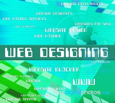 Web Designing Shows Internet Text And Online Stock Image