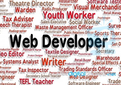 Web Developer Indicates Words Recruitment And Developers Stock Image