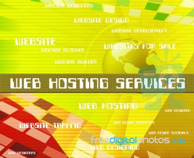 Web Hosting Services Shows Help Desk And Assistance Stock Image