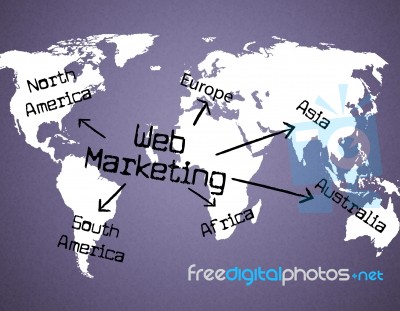 Web Marketing Represents Selling Advertising And Network Stock Image