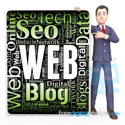 Web Sign Means Online Network And Net 3d Rendering Stock Image