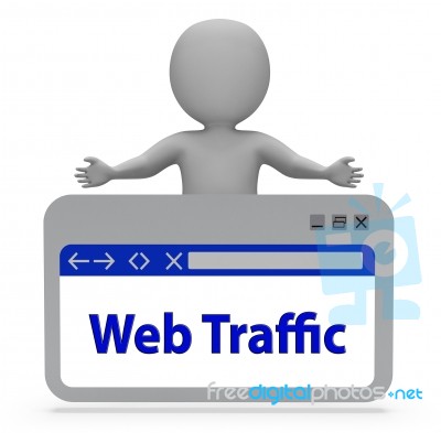 Web Traffic Webpage Represents Optimize Website 3d Rendering Stock Image