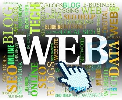 Web Word Means Websites Searching And Online Stock Image