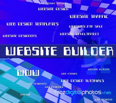 Website Builder Means Building Text And Sites Stock Image