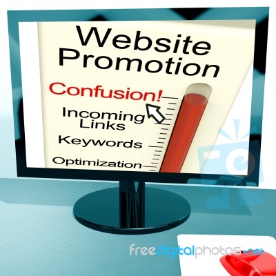 Website Promotion Confusion Shows Online Seo Strategy Stock Image