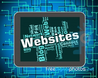 Websites Word Represents Network Internet And Wordcloud Stock Image