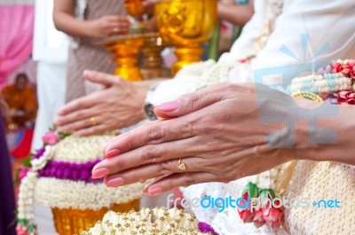 Wedding In Cultural Thailand Stock Photo