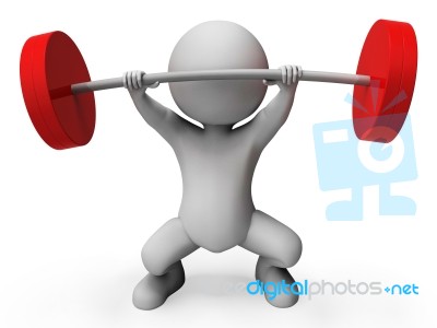 Weight Lifting Represents Bar Bell And Athletic 3d Rendering Stock Image