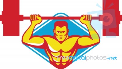 Weightlifter Bodybuilder Lifting Weights Retro Stock Image