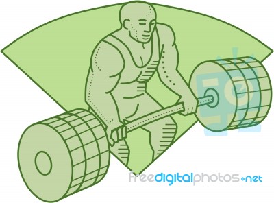 Weightlifter Lifting Barbell Mono Line Stock Image