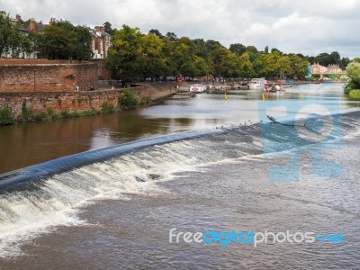 Weir On The River Dee At Chester Stock Photo