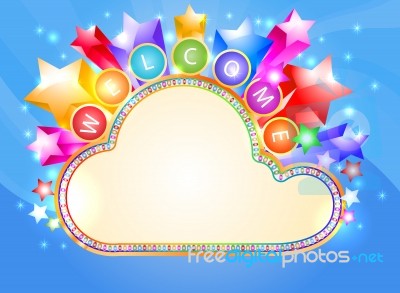 Welcome And Colorful Cloud Marquee Stock Image