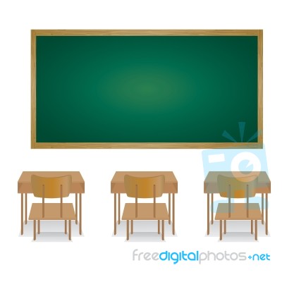 Welcome Back To School And Classroom. Illustration Of An Empty Classroom Stock Image