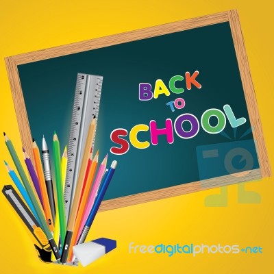 Welcome Back To School. Board With Object Tool For School Stock Image