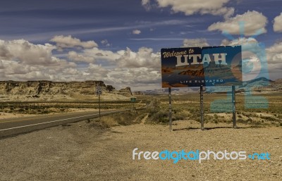 Welcome To Utah Sign Stock Photo