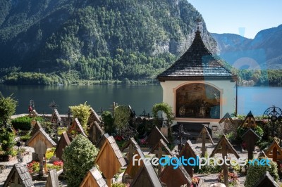 Well Kept Graveyard At The Maria Hilf Pilgrimage Church In Halls… Stock Photo