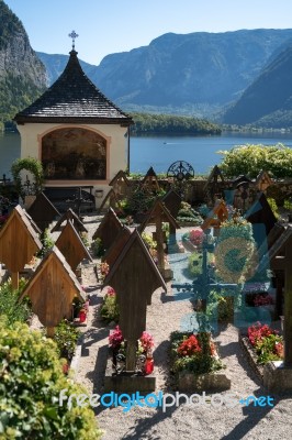 Well Kept Graveyard At The Maria Hilf Pilgrimage Church In Halls… Stock Photo