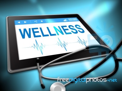 Wellness Tablet Shows Preventive Medicine And Computing Stock Image