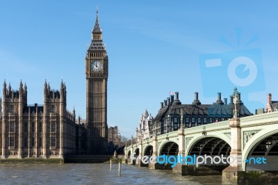 Westminster Bridge And Big Ben Stock Photo