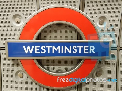 Westminster Underground Sign Stock Photo