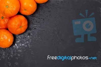 Wet Clementines Fruits Stock Photo