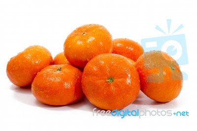 Wet Clementines Fruits Stock Photo