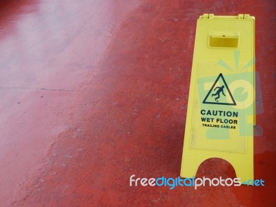 Wet Floor Sign Stock Photo