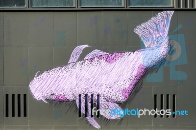 Whale Mural In A Street In Berlin Stock Photo