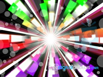 Wheel Background Shows Rainbow Beams And Bubbles
 Stock Image