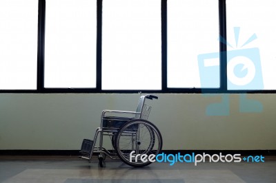 Wheel Chair In Hospital Stock Photo