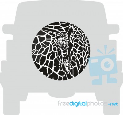 Wheel Cover - Giraffe Stock Image