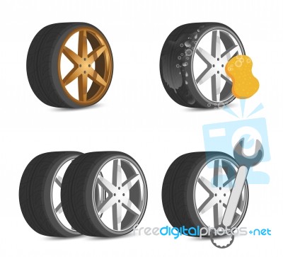 Wheel Icons Set Stock Image