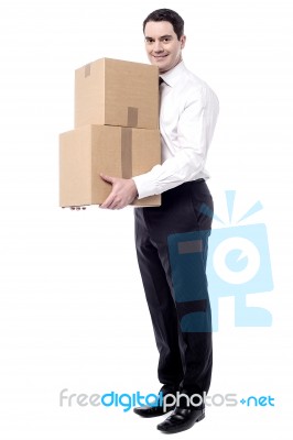 Where Shall I Place The Boxes ? Stock Photo