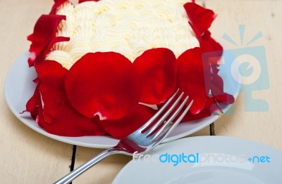 Whipped Cream Mango Cake Stock Photo