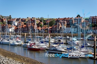 Whitby, North Yorkshire/uk - August 22 : View Along The Esk Towa… Stock Photo