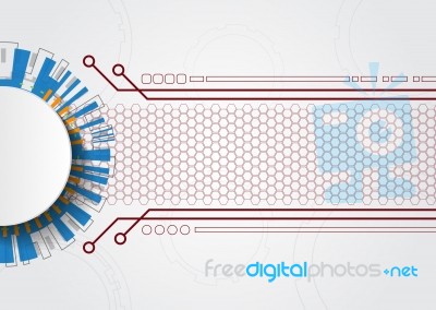 White Abstract Futuristic Technology Circle  Illustration Stock Image